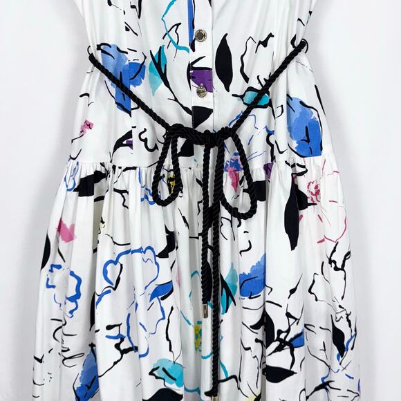 Karl Lagerfield Women's Artsy Maximalist Midi Dress Size 10 White Rainbow - Picture 6 of 16